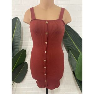 Derek Heart rib knit button down bodycon dress